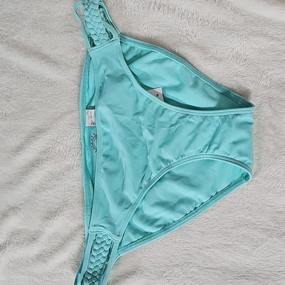 Hollister Bikini Bottoms NEW NWT Aqua Blue Braided Straps H3
